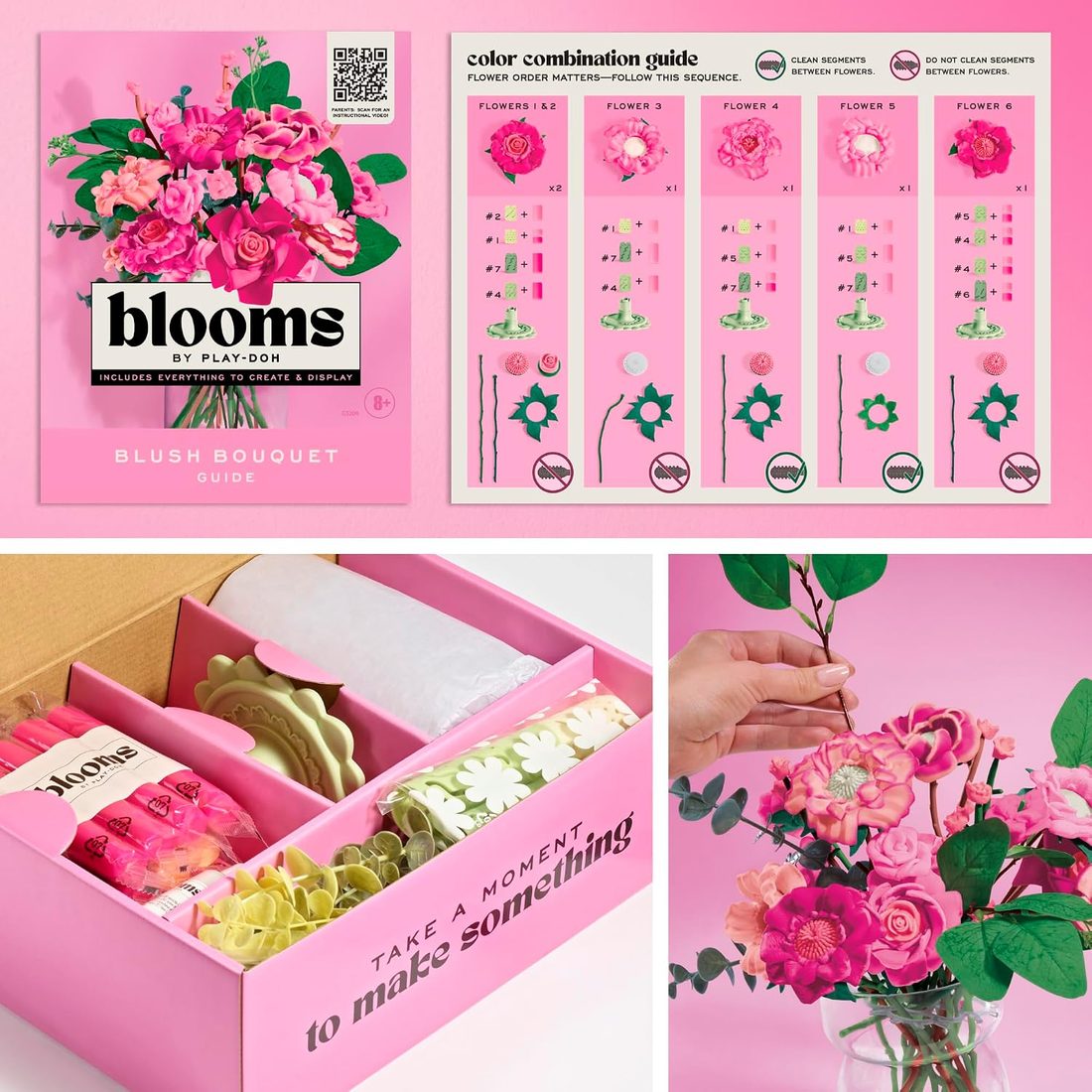 Play-Doh Blooms Blush Flower Bouquet Making Kit, view 6